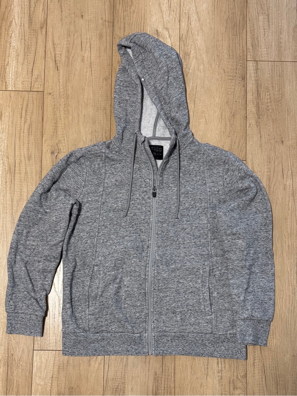 FIGS Heather Gray Zip-Up Hoodie Sweater